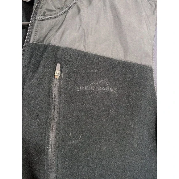 Eddie Bauer Vest Men Sz L Black Fleece Full Zip Outdoor Utility Jacket - Picture 4 of 7